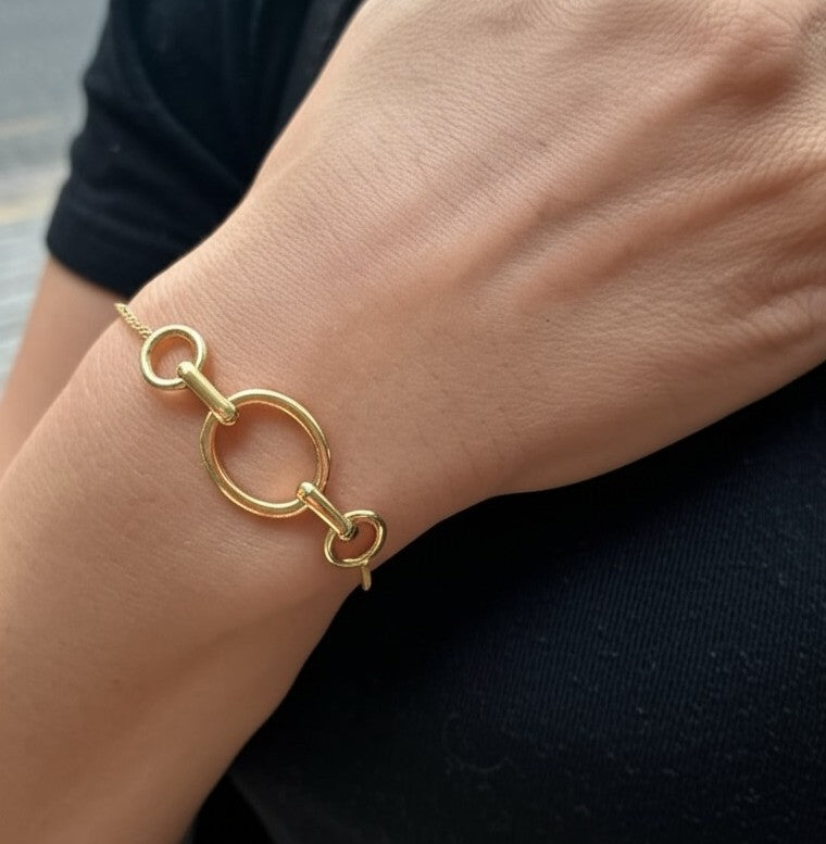 Pulsera de Plata de Ley 925 Bañada en Oro de 18K – Diseño de Aros Entrelazados 1
