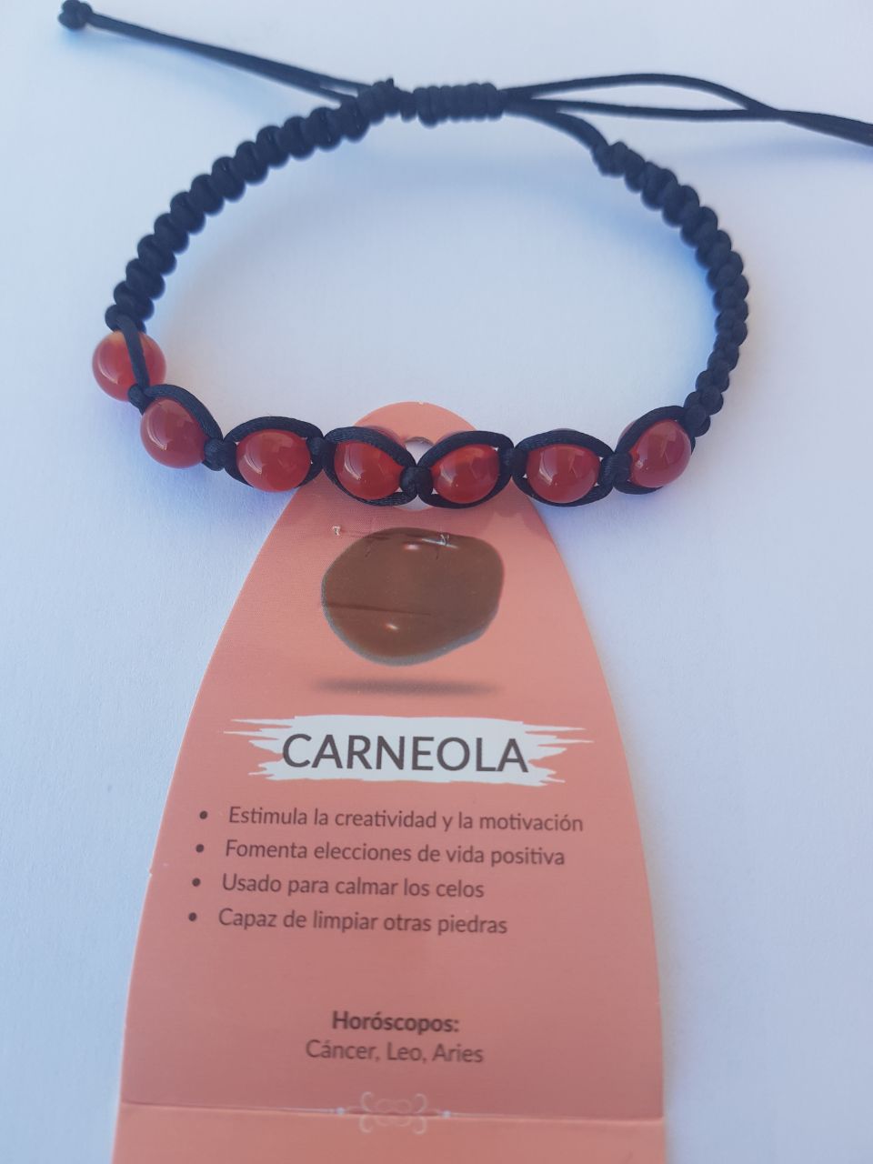 Pulsera de piedras minerales Ajustable de 8 mm, Pulsera de Carneola Pulsera para Mujeres, Regalo Exclusivos.