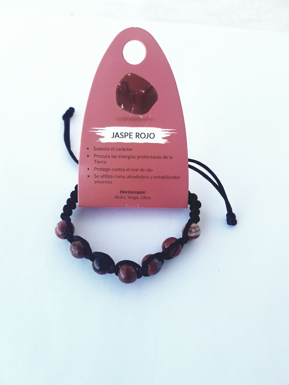 Pulsera de piedras minerales Ajustable de 8 mm, Pulsera Jaspe Rojo Pulsera para Mujeres, Regalo Exclusivos.