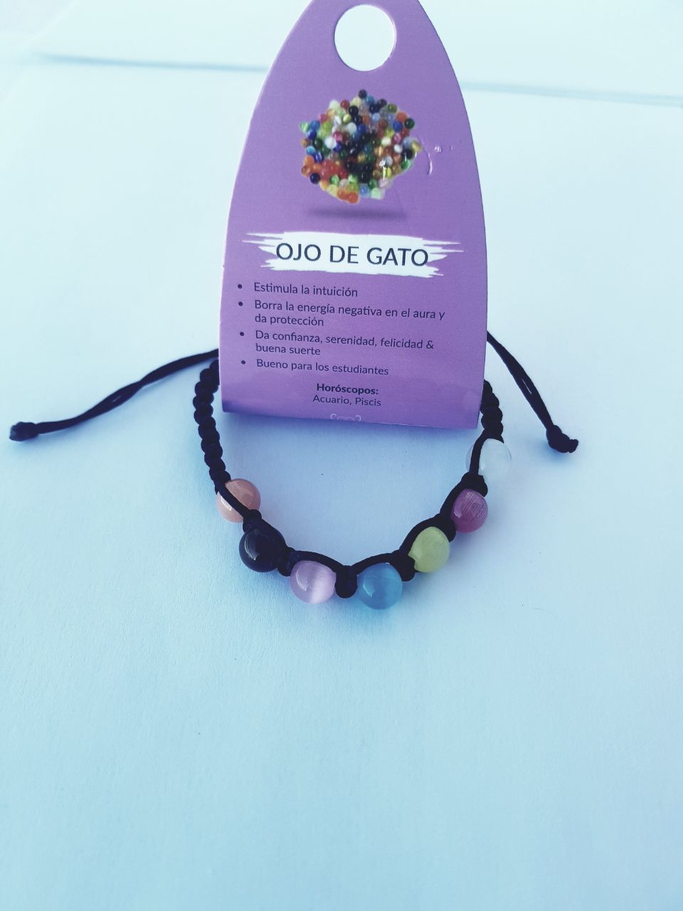 Pulsera de piedras minerales Ajustable de 8 mm, Pulsera Ojo de Gato Pulsera para Mujeres, Regalo Exclusivos.