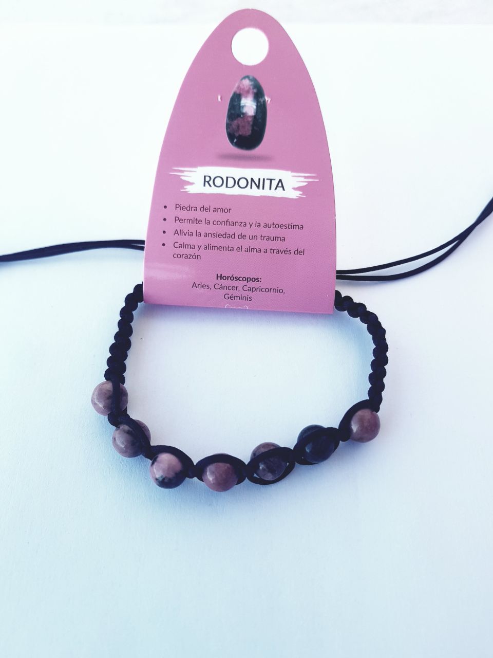 Pulsera de piedras minerales Ajustable de 8 mm, Pulsera Rodonita Pulsera para Mujeres, Regalo Exclusivos.