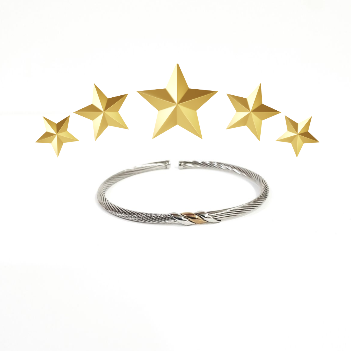 Pulsera de Acero con Incrustacion de Oro en la Mitad