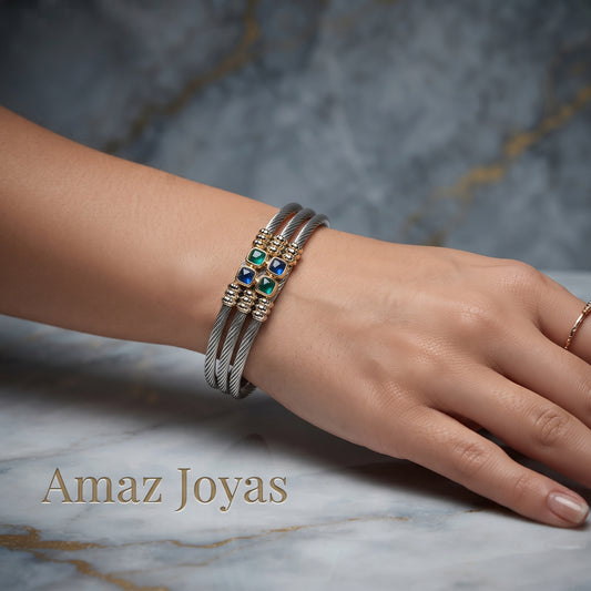 Brazalete de Acero y Oro para Mujer y Hombre Joya Joyas Joyeria Regalos Exclusivos
