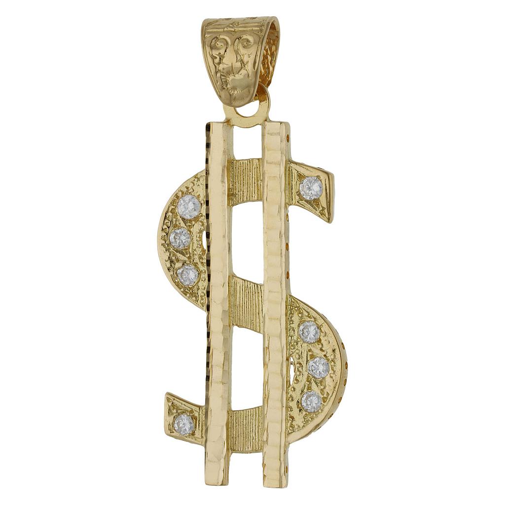 COLGANTE ORO 18KL DOLAR - 27x57MM Joyas Joyeria Quilates Colgantes Amarillo Cadena Hombre