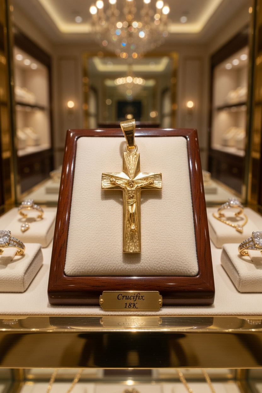 CRUZ ORO 18KL CRISTO - 19x35MM - JOYERIA AMAZ JOYAS