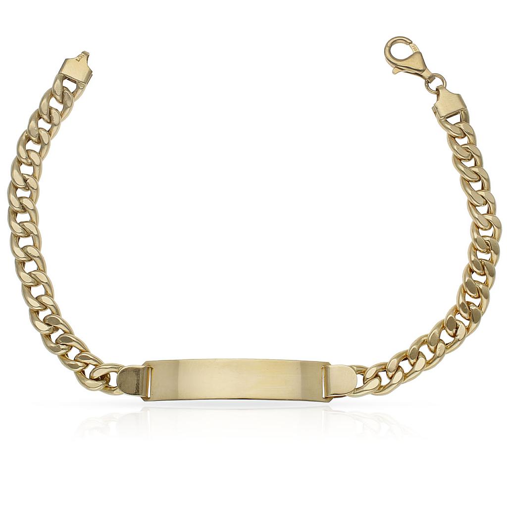 Pulsera Oro 18k Hueca Barbada Placa Amarillo Pulseras Quilates Hombre Joyas