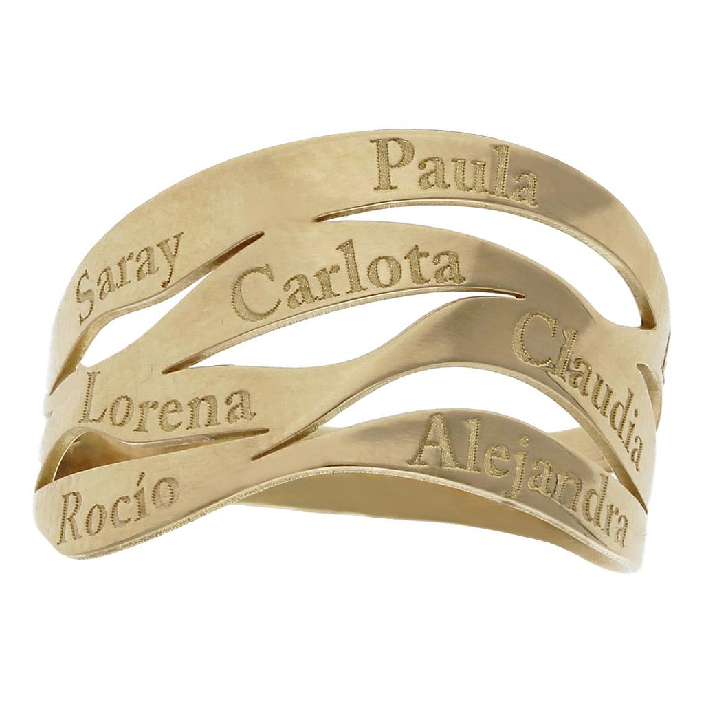 SORTIJA ORO 18KL ONDAS 9 NOMBRES TALLA 12
