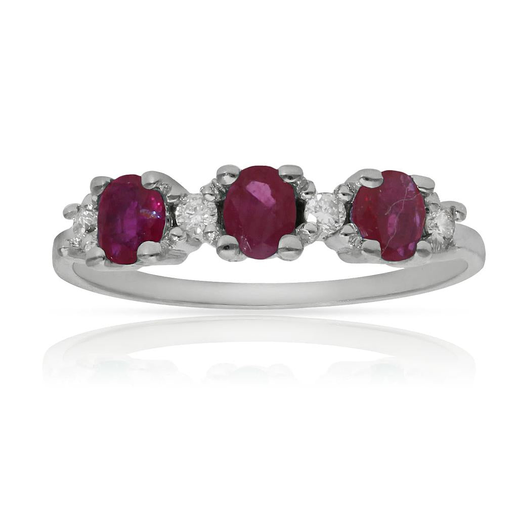 SORTIJA ORO BLANCO 18KL RUBIES + DIAMANTES Anillos Mujer Joyas Joyeria Regalos Exclusivos