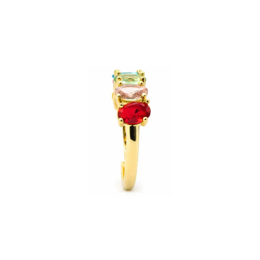 Anillo de circonita multicolor acabado en oro amarillo de 18 quilates - Draghi LUXENTER - JOYERIA AMAZ JOYAS