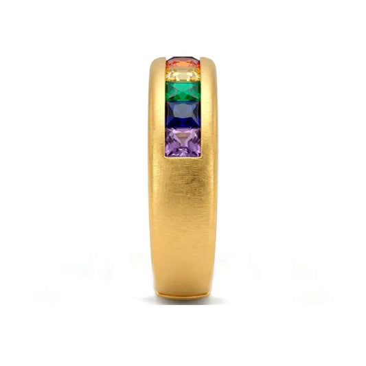 Anillo de Circonita Multicolor acabado en oro amarillo de 18k - Kasee LUXENTER - JOYERIA AMAZ JOYAS