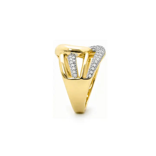 Anillo de circonita brillante acabado en oro amarillo de 18k - Nava LUXENTER - JOYERIA AMAZ JOYAS