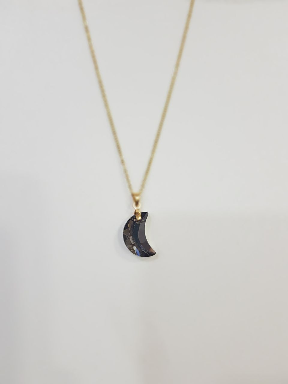 Cadena de Acero con Terminación en una Luna de Cristal - JOYERIA AMAZ JOYAS