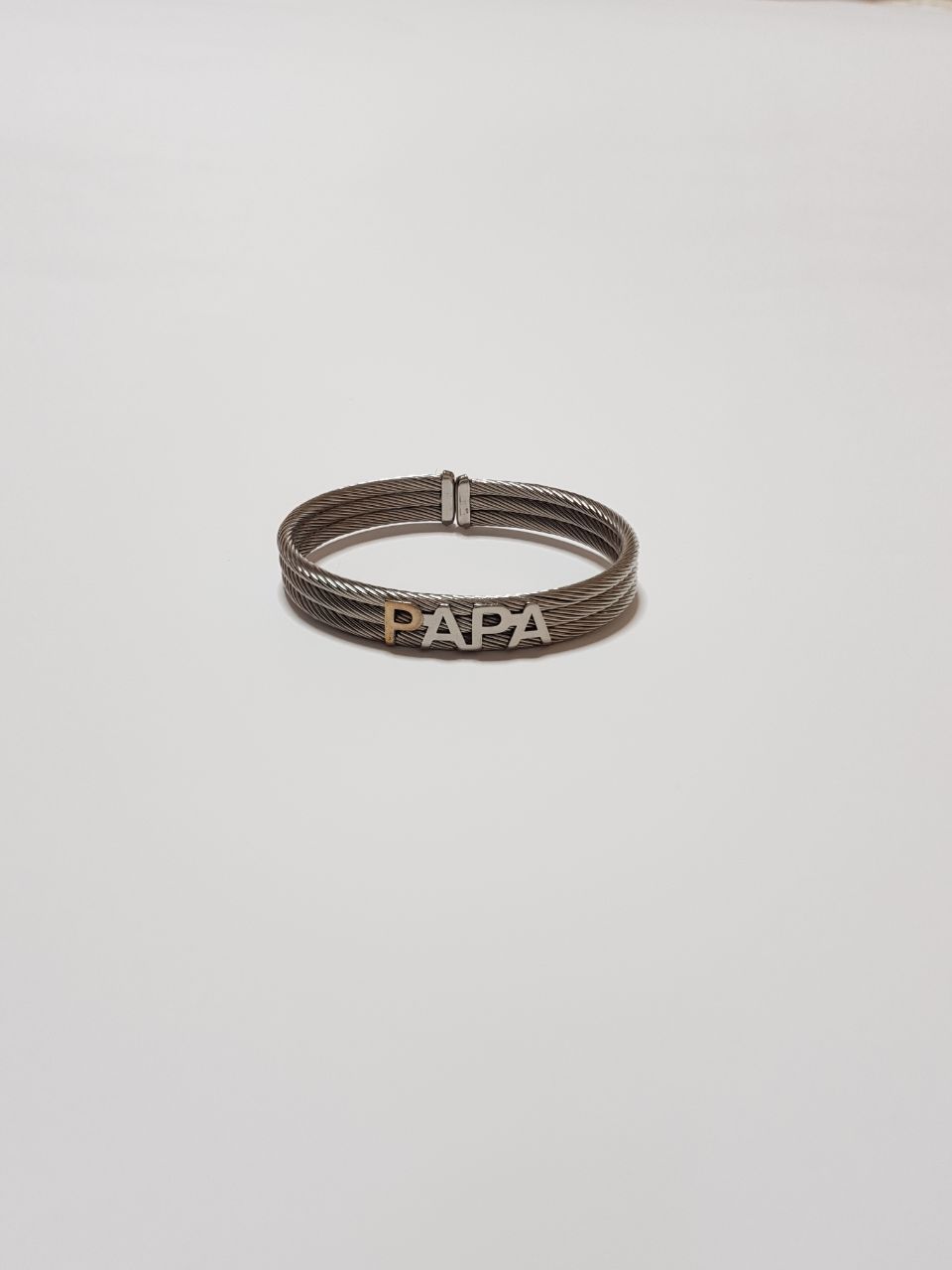 Pulsera de Acero y Oro con Insignia de Papá - JOYERIA AMAZ JOYAS