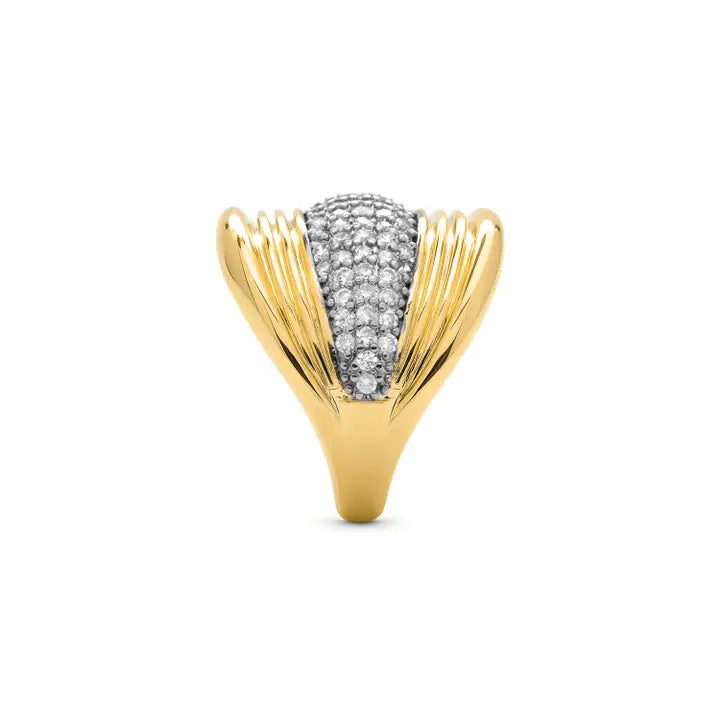 Anillo de circonita brillante acabado en oro amarillo de 18 k - Lilfu LUXENTER - JOYERIA AMAZ JOYAS
