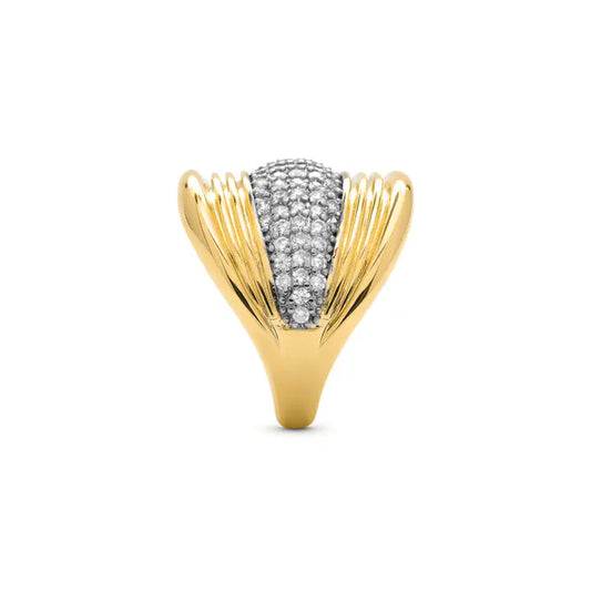 Anillo de circonita brillante acabado en oro amarillo de 18 k - Lilfu LUXENTER - JOYERIA AMAZ JOYAS