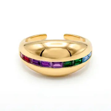 Anillo de circonita multicolor acabado en oro amarillo de 18 k - Desia LUXENTER - JOYERIA AMAZ JOYAS