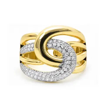 Anillo de circonita brillante acabado en oro amarillo de 18k - Nava LUXENTER - JOYERIA AMAZ JOYAS