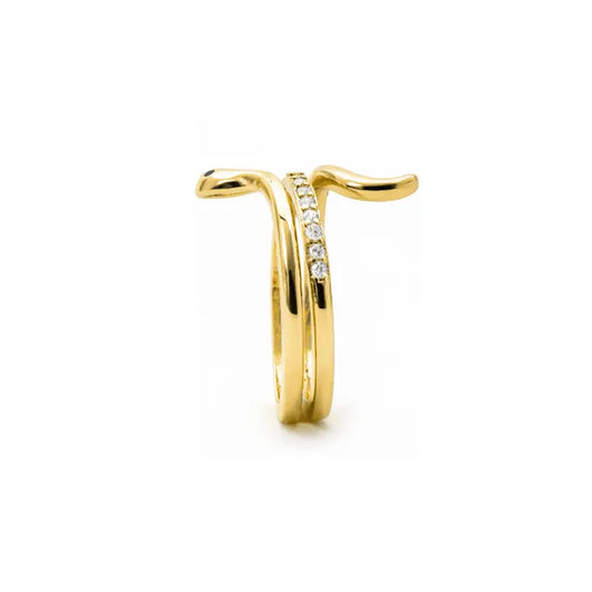 Anillo de circonita brillante acabado en oro amarillo de 18 k - Sasso LUXENTER - JOYERIA AMAZ JOYAS