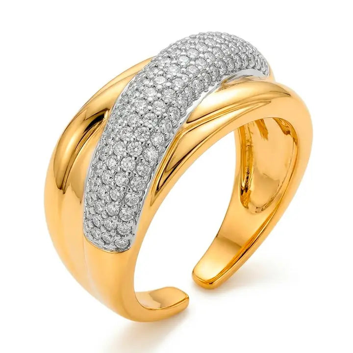Anillo de circonita brillante acabado en oro amarillo de 18 k - Samoi LUXENTER - JOYERIA AMAZ JOYAS