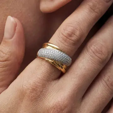 Anillo de circonita brillante acabado en oro amarillo de 18 k - Samoi LUXENTER - JOYERIA AMAZ JOYAS