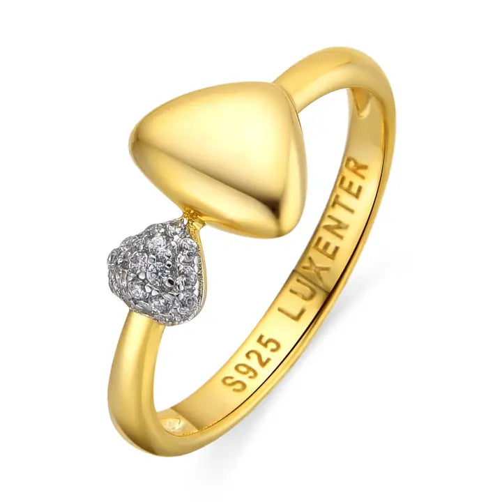 Anillo Luxenter de Plata de Ley 925 y Circonita Brillante acabado oro amarillo de 18k - Pesha - JOYERIA AMAZ JOYAS