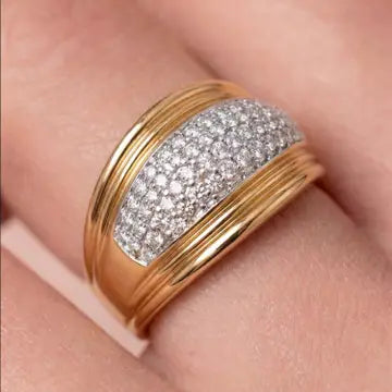 Anillo de circonita brillante acabado en oro amarillo de 18 k - Lilfu LUXENTER - JOYERIA AMAZ JOYAS