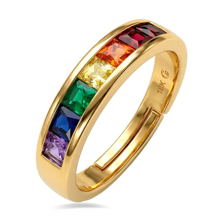 Anillo de Circonita Multicolor acabado en oro amarillo de 18k - Kasee LUXENTER - JOYERIA AMAZ JOYAS