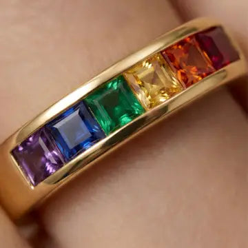 Anillo de Circonita Multicolor acabado en oro amarillo de 18k - Kasee LUXENTER - JOYERIA AMAZ JOYAS