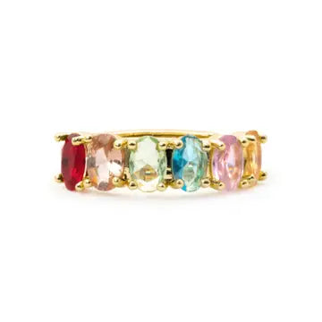 Anillo de circonita multicolor acabado en oro amarillo de 18 quilates - Draghi LUXENTER - JOYERIA AMAZ JOYAS