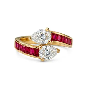 Anillo de circonita rubí con acabado en oro amarillo de 18K - Darbia LUXENTER - JOYERIA AMAZ JOYAS