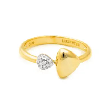 Anillo Luxenter de Plata de Ley 925 y Circonita Brillante acabado oro amarillo de 18k - Pesha - JOYERIA AMAZ JOYAS