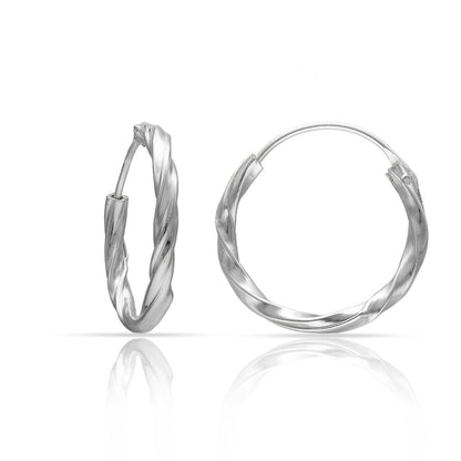 AROS PLATA 925MM TRENZADOS - 14MM Colgantes  Joya Joyas Joyerias Ley Metal Charms Aros Pendientes - JOYERIA AMAZ JOYAS