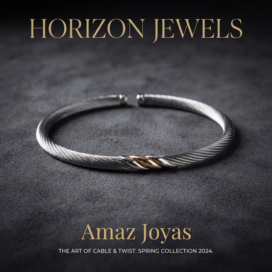 Pulsera de Acero con Incrustación de Oro en la Mitad | Bicolor Elegante