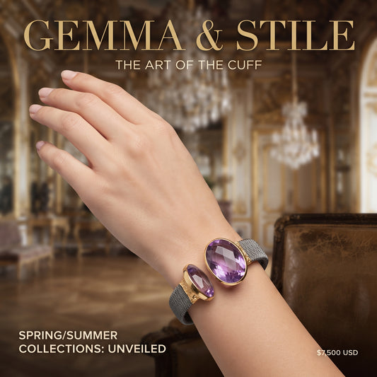 Brazalete rígido de acero y oro para mujer con acabado premium y cierre de seguridad.