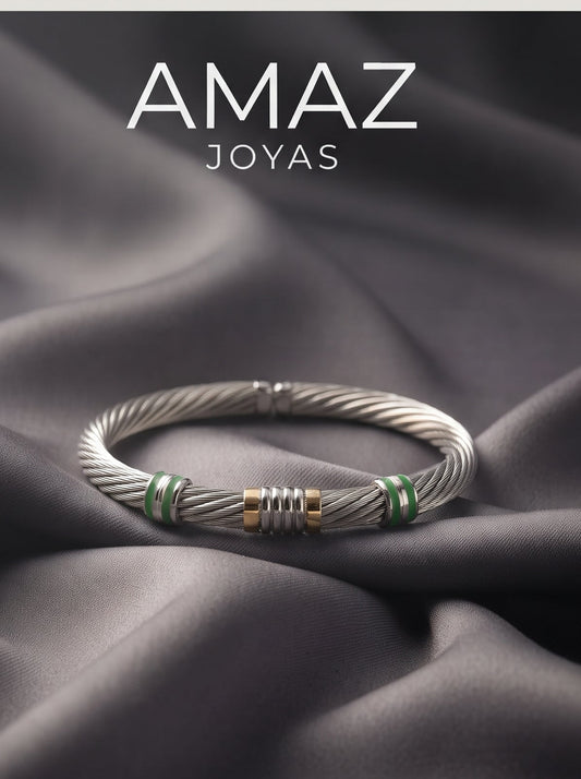 Pulsera de Acero y Oro Trenzada | Diseño Elegante
