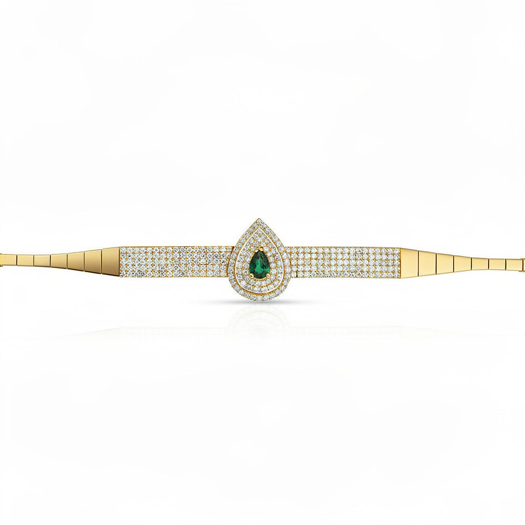 Pulsera de oro de 18k crisopal y circonitas - JOYERIA AMAZ JOYAS