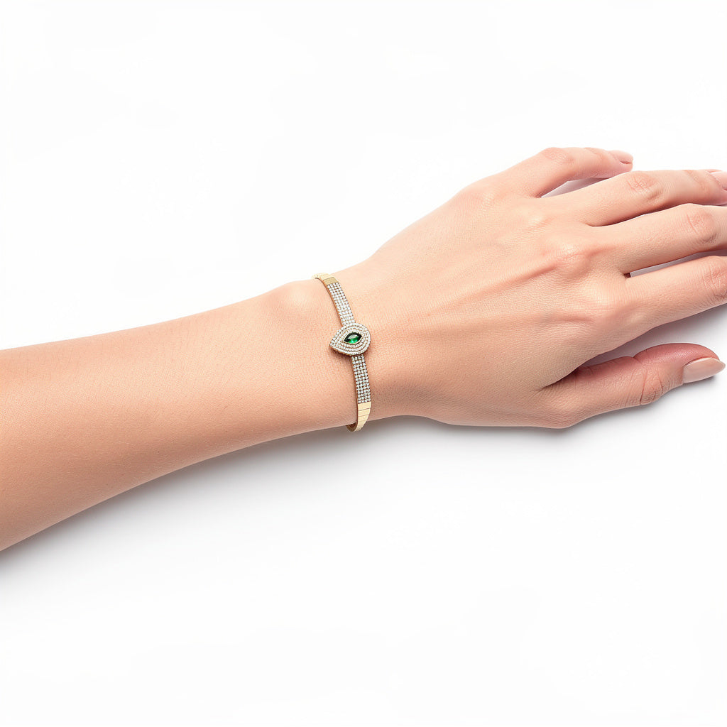 Pulsera de oro de 18k crisopal y circonitas - JOYERIA AMAZ JOYAS