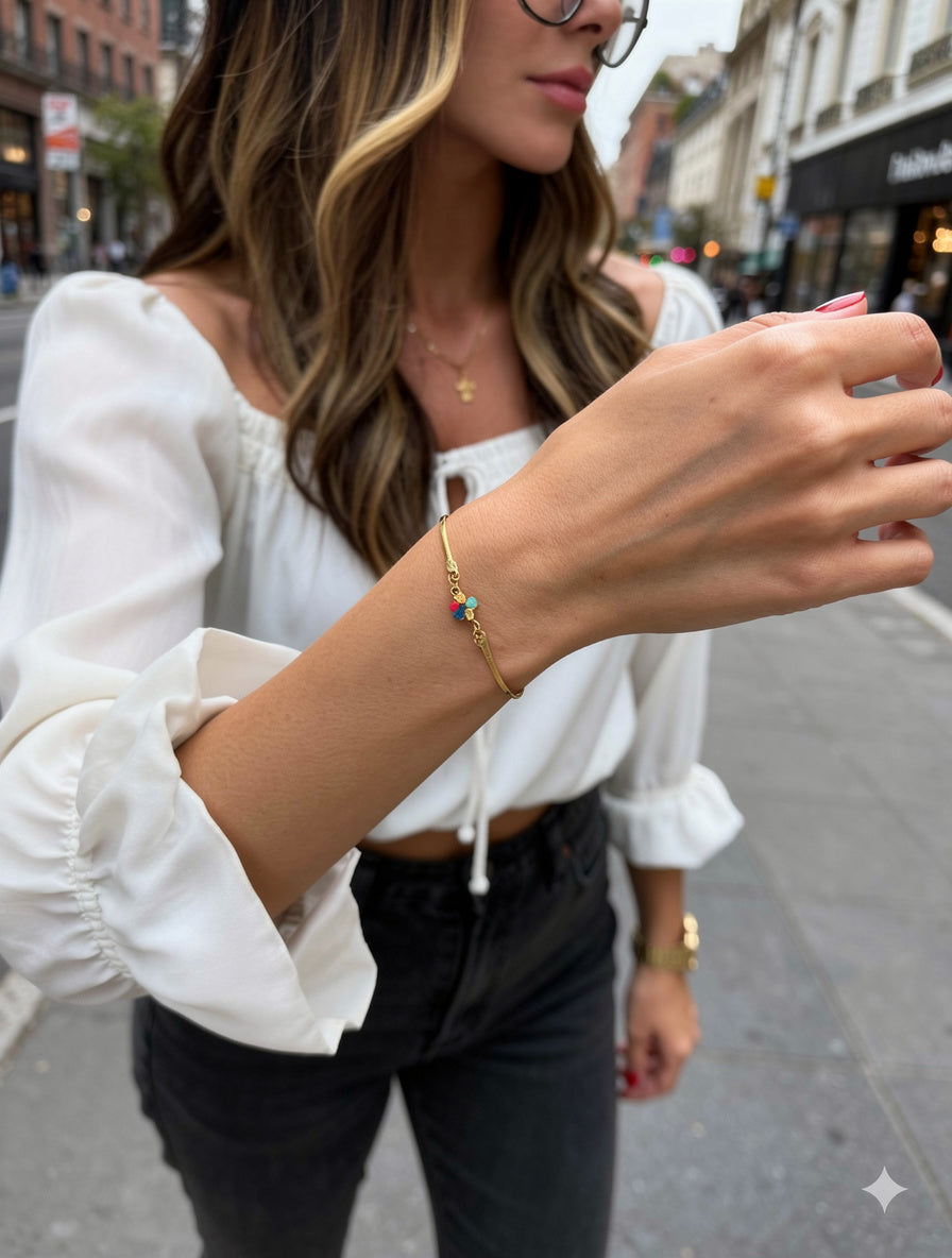 Pulsera de Plata de Ley 925 bañado en Oro 18k Amarillo - JOYERIA AMAZ JOYAS