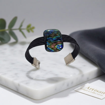 Pulsera artesanal para mujer en cristal con relieves - JOYERIA AMAZ JOYAS