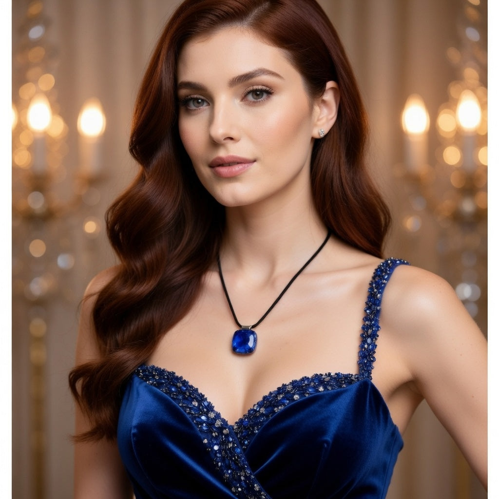 Gargantilla  Artesanalmente Echa en Vidrio en color Azul y Terminada en Plata de Ley - JOYERIA AMAZ JOYAS
