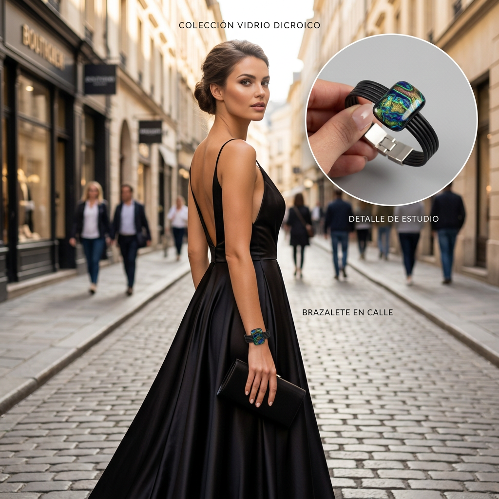 Pulsera Hecha Artesanalmente Para Mujer en Cristal con Relieves - JOYERIA AMAZ JOYAS