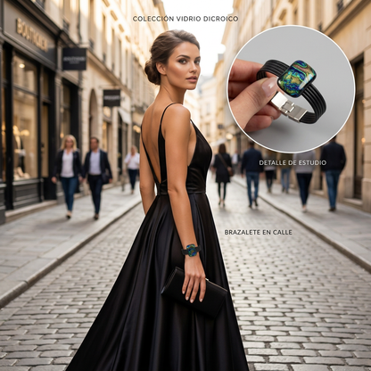 Pulsera Hecha Artesanalmente Para Mujer en Cristal con Relieves - JOYERIA AMAZ JOYAS