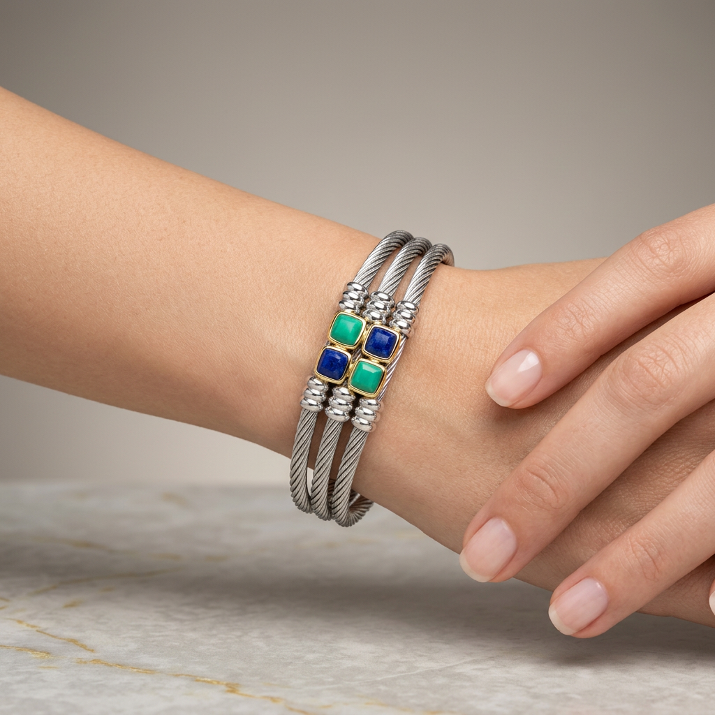 Brazalete de Acero y Oro para Mujer y Hombre kilates Joya Joyas Joyeria Regalos Exclusivos - JOYERIA AMAZ JOYAS