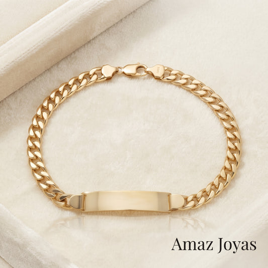 Oro de 18K Joyas de Oro Joyería de Oro Joyería Online de Oro Oro Macizo 18K Pulsera Oro 18k Hueca Barbada Placa Amarillo Pulseras Quilates Hombre Joyas 18K