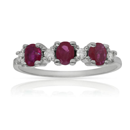 SORTIJA ORO BLANCO 18KL RUBIES + DIAMANTES Anillos Mujer Joyas Joyeria Regalos Exclusivos - JOYERIA AMAZ JOYAS
