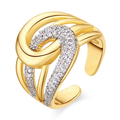 Anillo de circonita brillante acabado en oro amarillo de 18k - Nava LUXENTER - JOYERIA AMAZ JOYAS