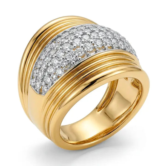 Anillo de circonita brillante acabado en oro amarillo de 18 k - Lilfu LUXENTER - JOYERIA AMAZ JOYAS