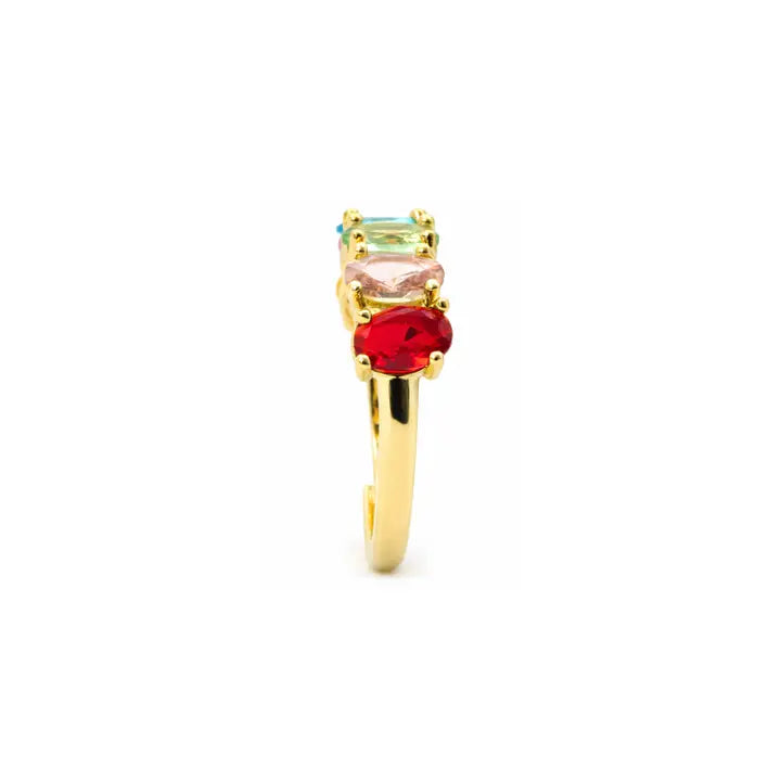 Anillo de circonita multicolor acabado en oro amarillo de 18 quilates - Draghi LUXENTER - JOYERIA AMAZ JOYAS