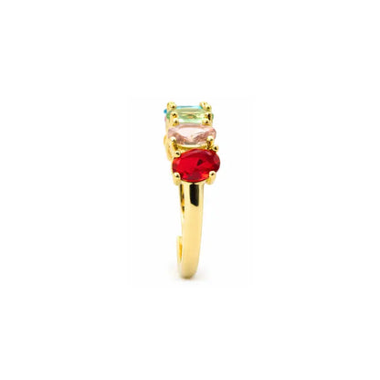 Anillo de circonita multicolor acabado en oro amarillo de 18 quilates - Draghi LUXENTER - JOYERIA AMAZ JOYAS