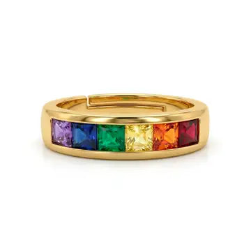 Anillo de Circonita Multicolor acabado en oro amarillo de 18k - Kasee LUXENTER - JOYERIA AMAZ JOYAS
